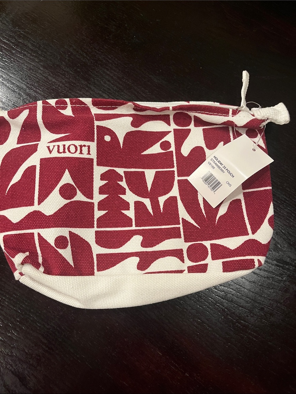 Vuori Red & White Graphic Canvas Cosmetic Pouch